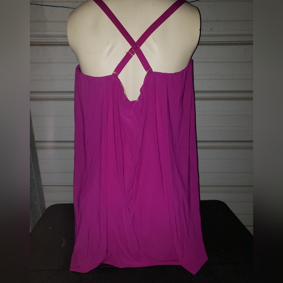 Plus Size 26 4x women's drape front one piece purple 💜 swimsuit swim fuschia - Picture 3 of 7